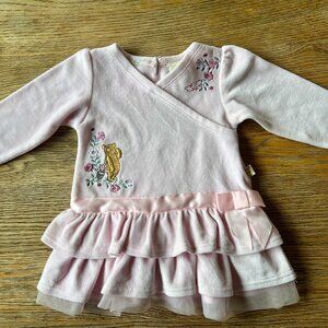 Classic Pooh Disney Baby Dress | Pink Embroidered Ruffle Dress | 18M